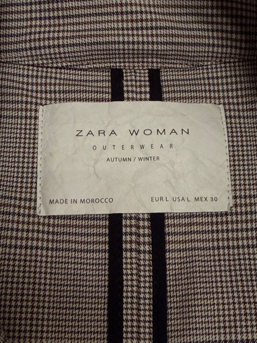 ZARA Woman Plaid Combination Double Breasted Trench Coat With Belt - Large - Picture 5 of 11